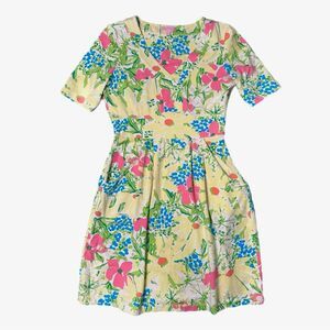 Lilly Pulitzer Floral Blue Eyed Girl Print Short Sleeve V Neck Pockets Dress M
